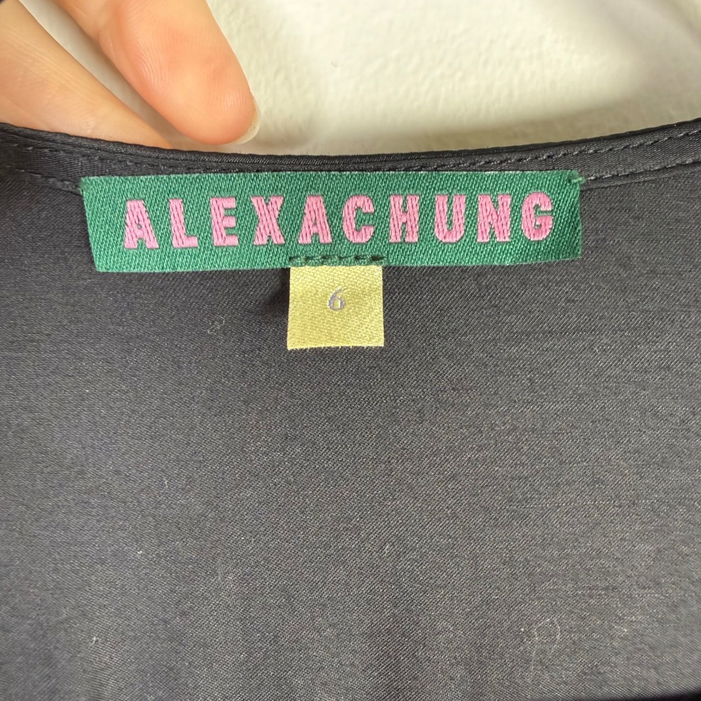 Alexa Chung Retro Black Satin Mini Dress Heart Buttons US Size 2 - Picture 3 of 9